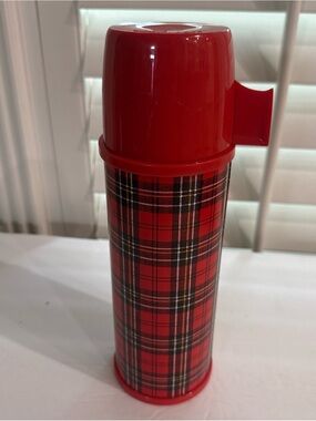 Aladdin Thermos Bottle Red Black Tartan Plaid